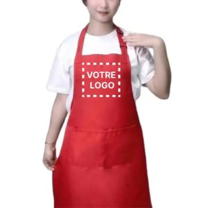 Fartuch Kosmetyczny Personalizowany Czerwony - Czerwony / Logo nadrukowane - Fartuch Kosmetyczny