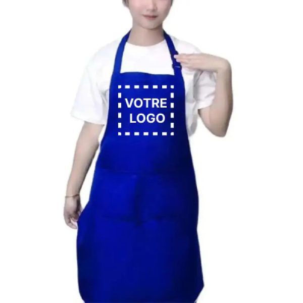 Fartuch Kosmetyczny Personalizowany Indigo - Niebieski ciemny / Logo nadrukowane - Fartuch Kosmetyczny