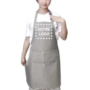 Fartuch Kosmetyczny Personalizowany Szary - Jasnoszary / Logo nadrukowane - Fartuch Kosmetyczny