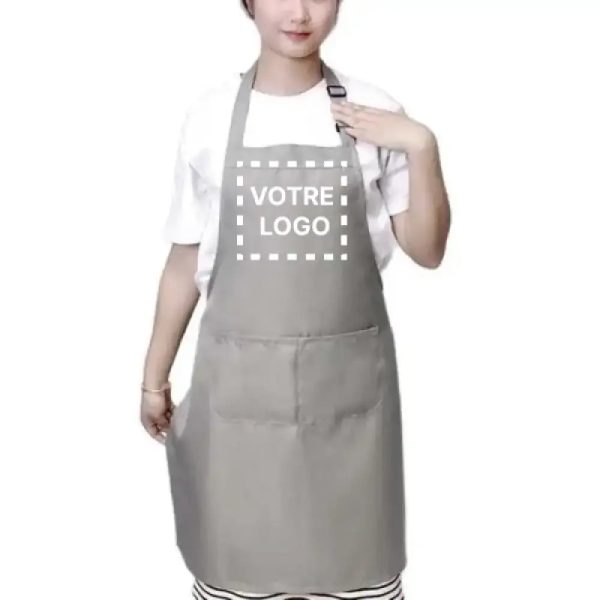 Fartuch Kosmetyczny Personalizowany Szary - Jasnoszary / Logo nadrukowane - Fartuch Kosmetyczny