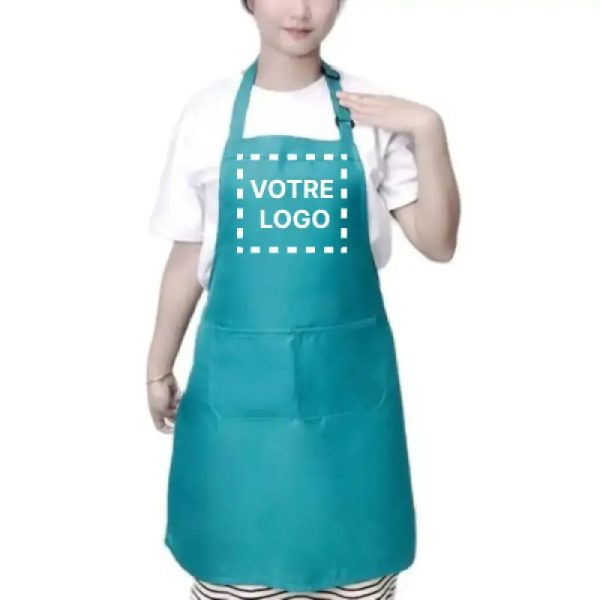 Fartuch Kosmetyczny Personalizowany Turkusowy - Niebieski turkusowy / Logo nadrukowane - Fartuch Kosmetyczny